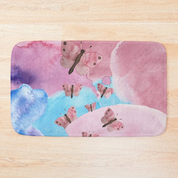 Item preview, Butterfly Obsessed - Abstract Watercolor Pink-Blue Gradient Pattern With Flying Pink Butterflies designed and sold by By Roqia.