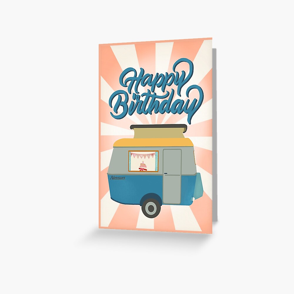 Brthday Card For Her Caravan Vntage Caravan Wth Buntng - Etsy - View #7