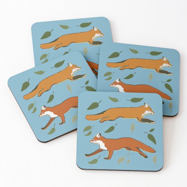 Item preview, Red Running Foxes #1 - Cute Red and Green Illustration Pattern  designed and sold by TheRainbowRoom.