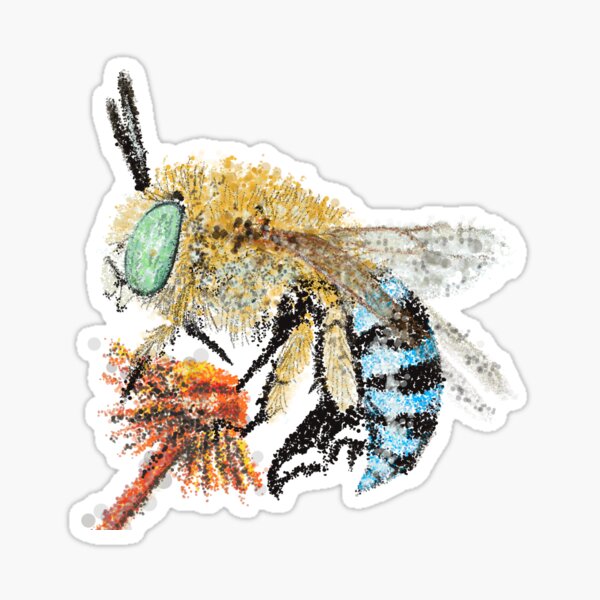 Blue Banded Bee Pointillism Dot art Sticker