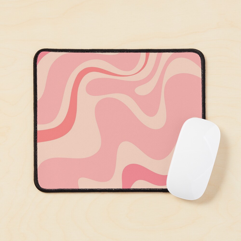 Retro Liquid Swirl Abstract in Blush Pink Tones 2 Mouse Pad