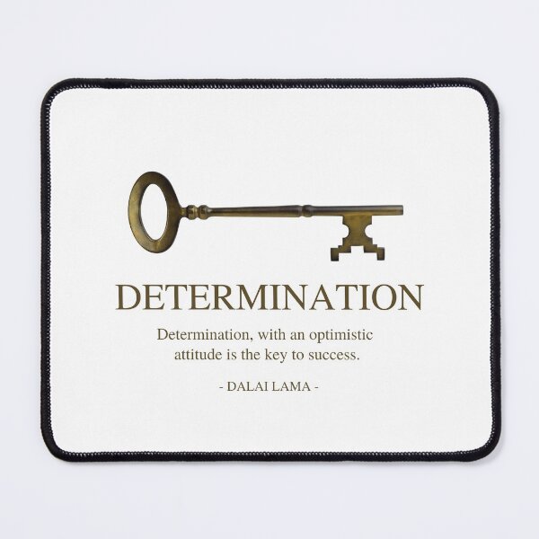Item preview, DETERMINATION - Determination with an optimistic attitude is the key to success - Dalai Lama quote - Single key - White minimalist design designed and sold by Art4Motivation.