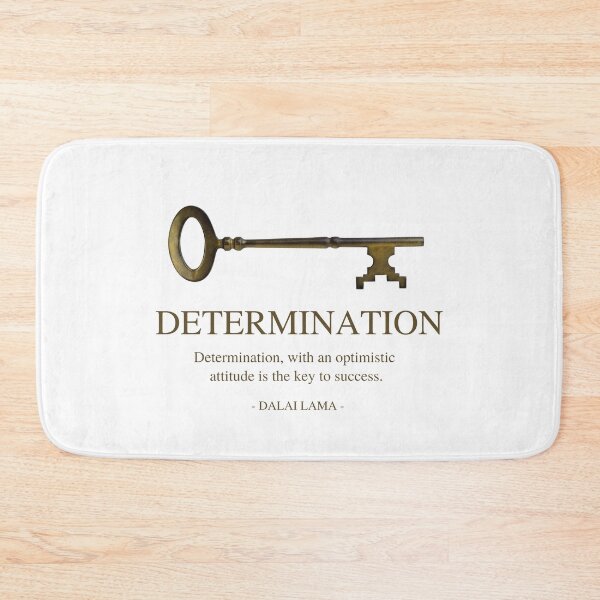 Item preview, DETERMINATION - Determination with an optimistic attitude is the key to success - Dalai Lama quote - Single key - White minimalist design designed and sold by Art4Motivation.