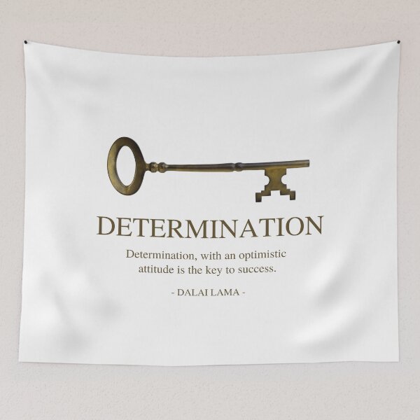 Item preview, DETERMINATION - Determination with an optimistic attitude is the key to success - Dalai Lama quote - Single key - White minimalist design designed and sold by Art4Motivation.