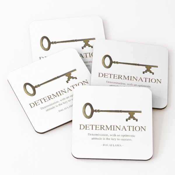 Item preview, DETERMINATION - Determination with an optimistic attitude is the key to success - Dalai Lama quote - Single key - White minimalist design designed and sold by Art4Motivation.