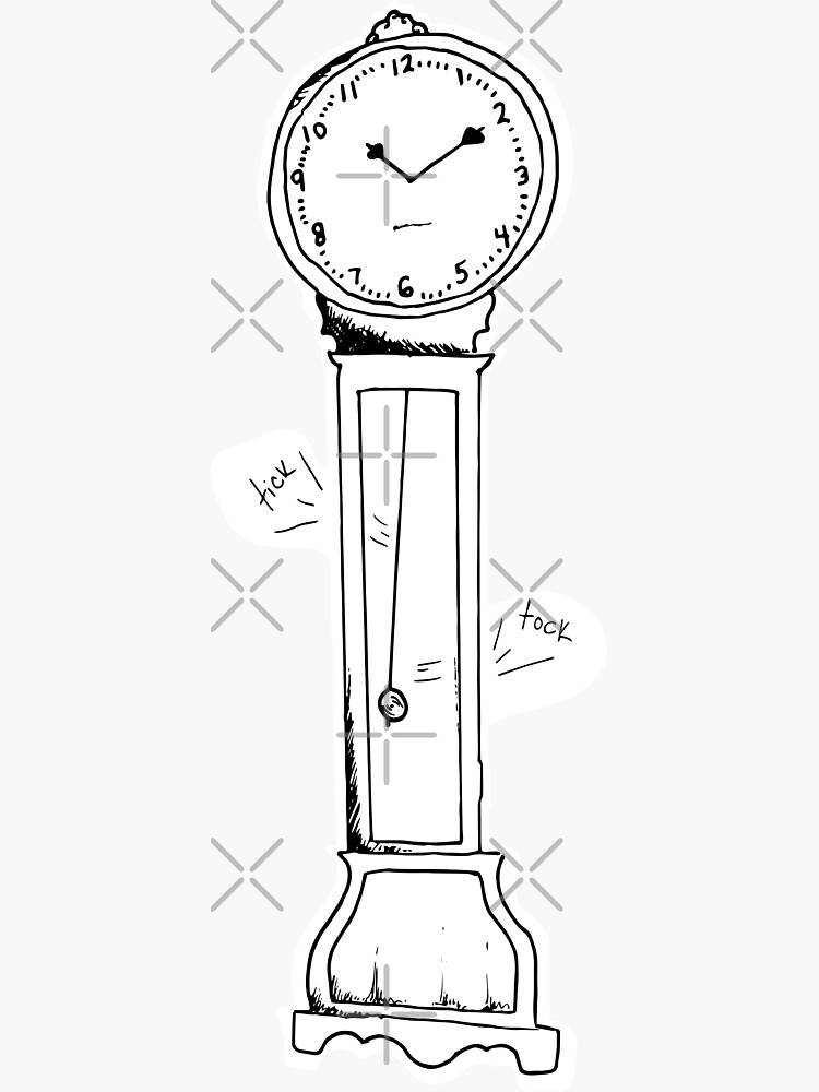 "Tick Tock The Grandfather Clock" Sticker for Sale by crwrightdesigns