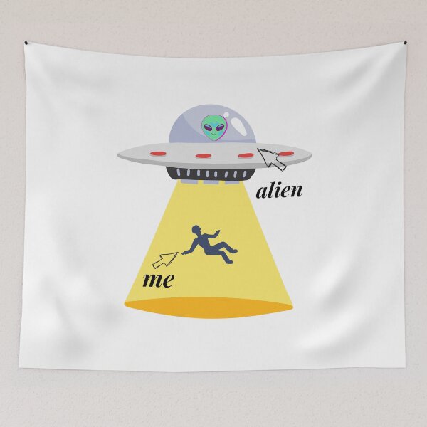 Item preview, Funny Extraterrestrial Alien Abduction. Alien Spaceship Abducting a Human designed and sold by silviaol.