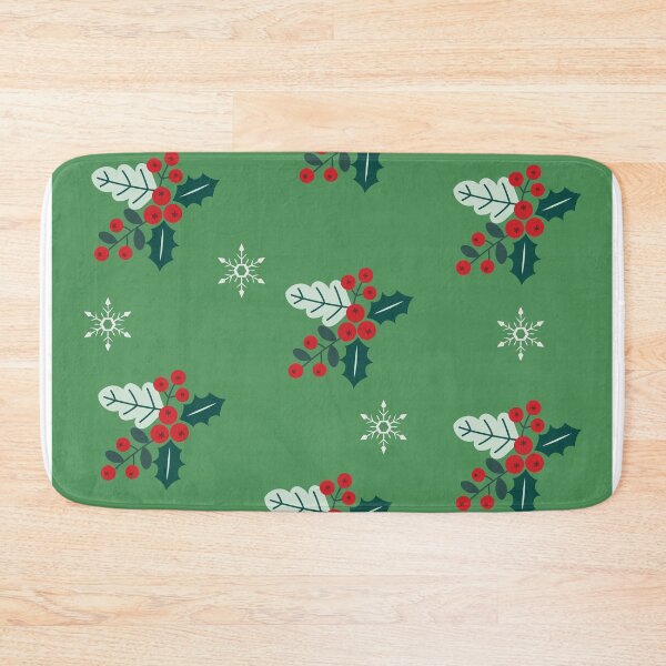 Item preview, Traditional Christmas Holly Berries and White Snowflakes designed and sold by silviaol.
