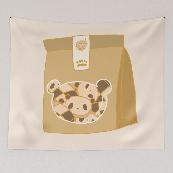 Item preview, Panda Cafe - Panda Checkered Butter Cookies in a paper bag designed and sold by citrusapple.