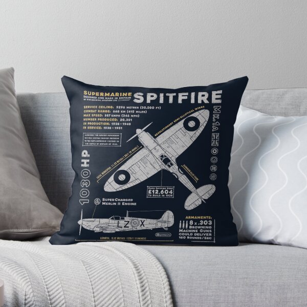 Supermarine Spitfire Throw Pillow