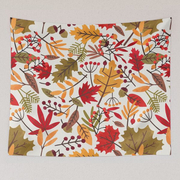 Item preview, Vibrant Fall Autumn Nature Pattern. Orange, Red, Green Leaves, Acorns and Autumn Berries designed and sold by silviaol.