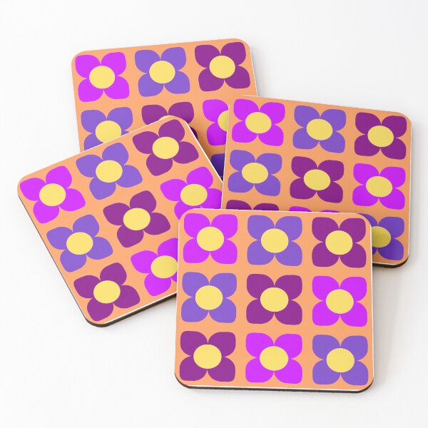Item preview, Copy of Colorful Pattern Inspired by Seventies Flower Power Shades of Violet and Blue designed and sold by Marcia Motivos.