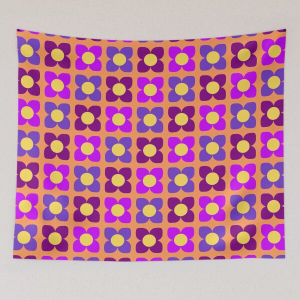 Item preview, Copy of Colorful Pattern Inspired by Seventies Flower Power Shades of Violet and Blue designed and sold by Marcia Motivos.