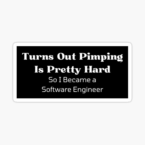 Turns Out Pimping is Pretty Hard - So I Became A Software Engineer Sticker