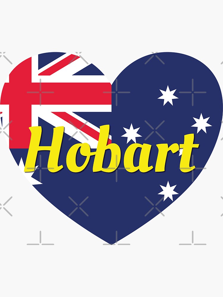 "Hobart Tasmania Australia Australian Flag Heart (White) Hobart