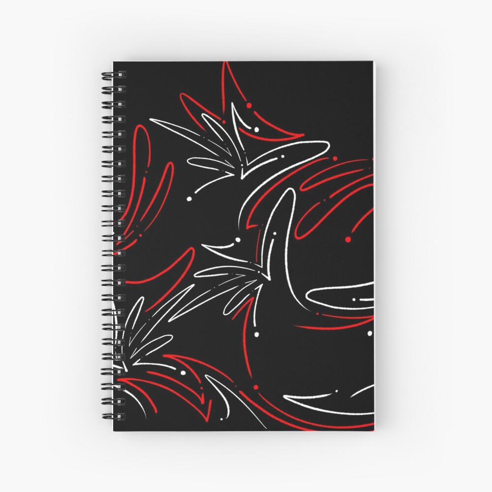 Red and White Abstract Hand Drawn Pattern Art Spiral Notebook