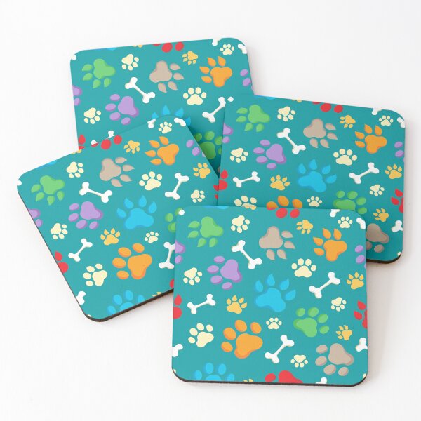 Item preview, Colorful Dog Paw and Bones Print. Blue, Green, Red, Purple, Yellow, Orange, Brown Puppy Paw Print Seamless Pattern designed and sold by silviaol.