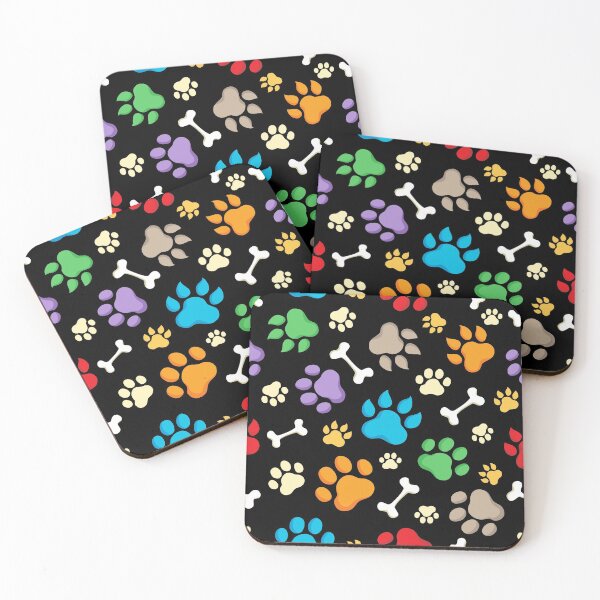 Item preview, Colorful Dog Paw and Bones Print. Blue, Green, Red, Purple, Yellow, Orange, Brown Puppy Paw Print Seamless Pattern designed and sold by silviaol.