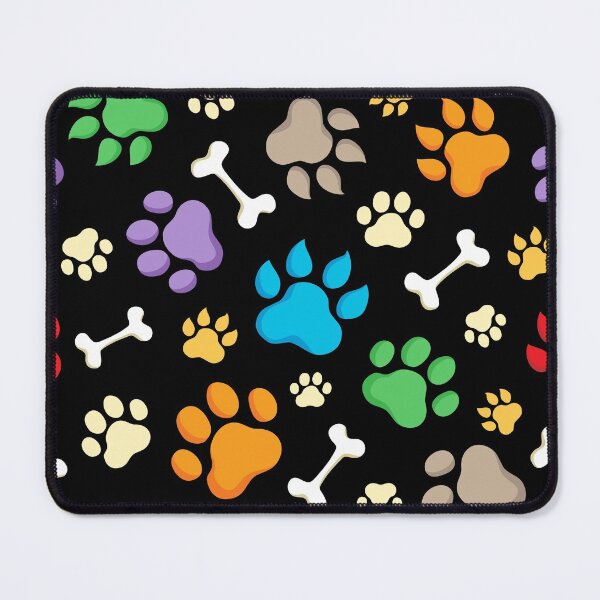 Item preview, Colorful Dog Paw and Bones Print. Blue, Green, Red, Purple, Yellow, Orange, Brown Puppy Paw Print Seamless Pattern designed and sold by silviaol.