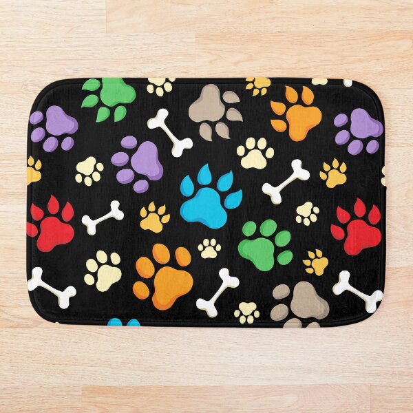 Item preview, Colorful Dog Paw and Bones Print. Blue, Green, Red, Purple, Yellow, Orange, Brown Puppy Paw Print Seamless Pattern designed and sold by silviaol.