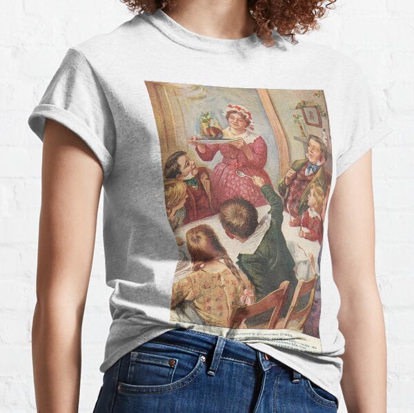 "Bob Crachit's Christmas Dinner" Vintage Christmas Postcard (1905) Classic T-Shirt