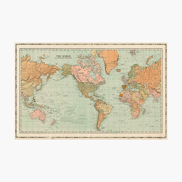 Item preview, 1904 Vintage World Map designed and sold by Gin  Neko.