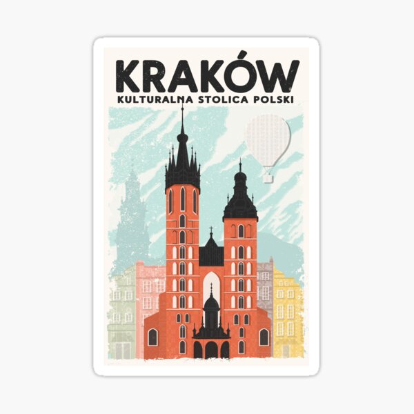 Sticker decal souvenir car coat of arms shield city flag krakow poland