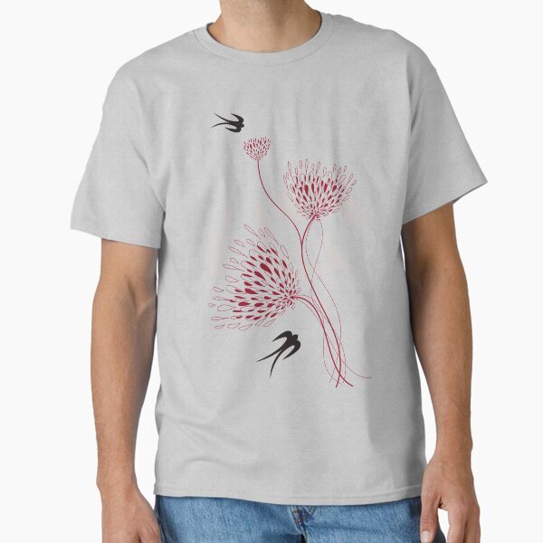 Item preview, Oriental Black Swallows With Chinese Calligraphy 'Xin' (Heart) and Dandelion Flower Blooms On Grey © fatfatin designed and sold by fatfatin.
