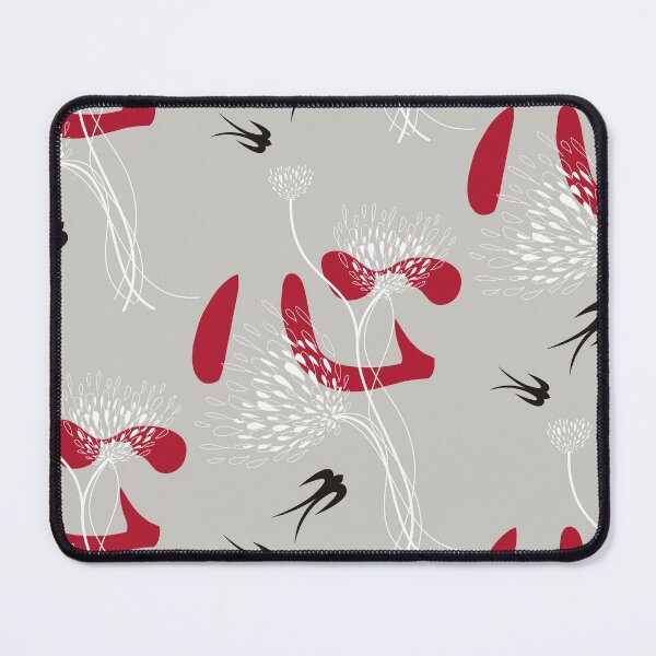 Item preview, Oriental Black Swallows With Chinese Calligraphy 'Xin' (Heart) and Dandelion Flower Blooms On Grey © fatfatin designed and sold by fatfatin.