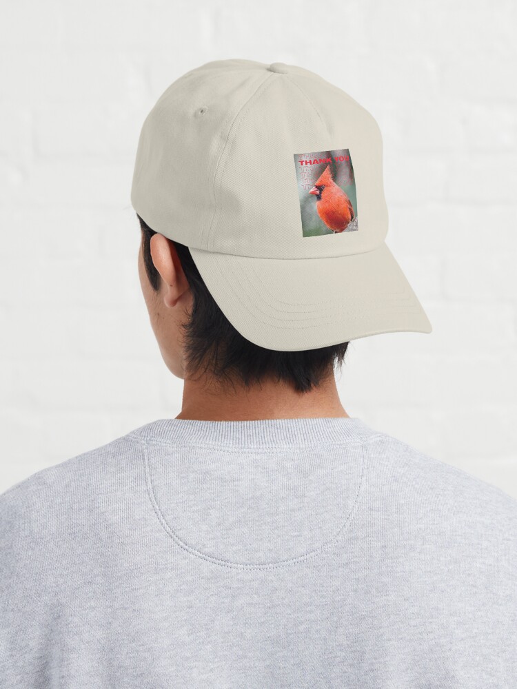 Alternate view of THANK YOU WITH Colourful Northern Cardinal bird By Yannis Lobaina Cap