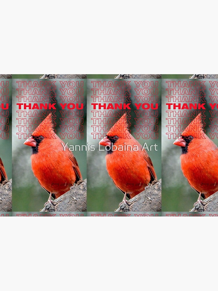 THANK YOU WITH Colourful Northern Cardinal bird By Yannis Lobaina by lobaina1979