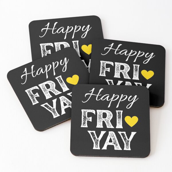 Item preview, Happy FRI YAY with Yellow Gold Heart, Black Background - Happy Friday by Boo-da-chay designed and sold by Boo-da-chay.