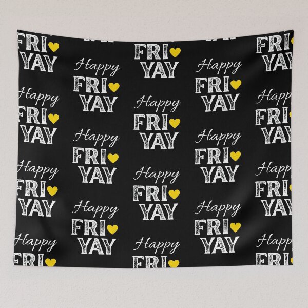Item preview, Happy FRI YAY with Yellow Gold Heart, Black Background - Happy Friday by Boo-da-chay designed and sold by Boo-da-chay.