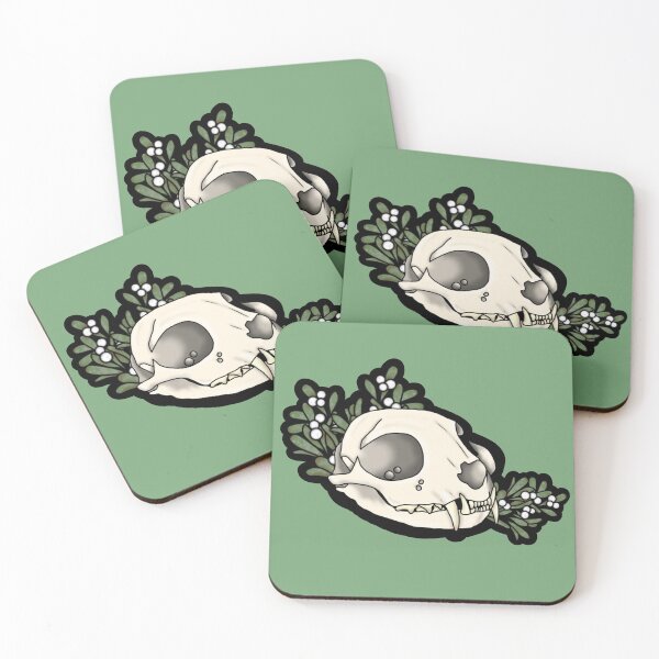 Item preview, Mistletoe Cat Skull designed and sold by VerdureAndDecay.