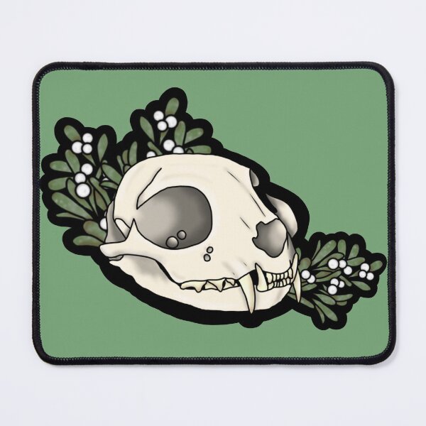 Item preview, Mistletoe Cat Skull designed and sold by VerdureAndDecay.