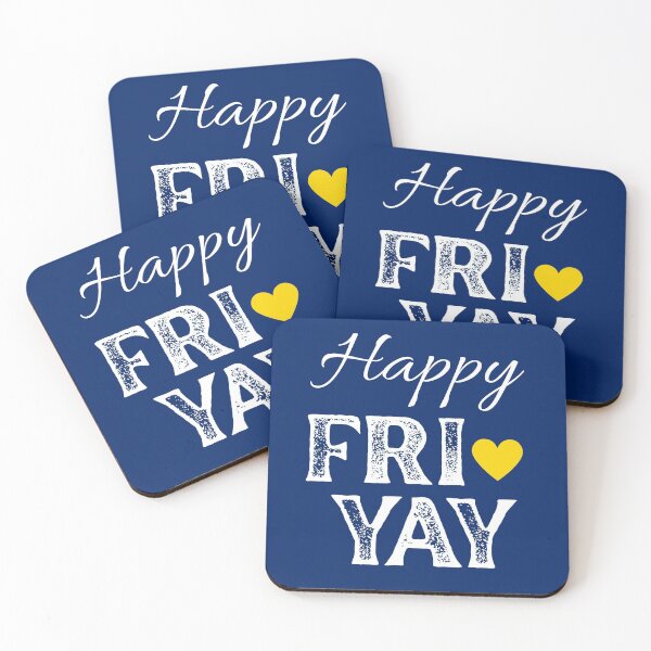 Item preview, Happy FRI YAY with Yellow Gold Heart, Royal Blue Background - Happy Friday by Boo-da-chay designed and sold by Boo-da-chay.