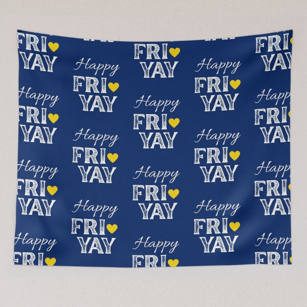 Item preview, Happy FRI YAY with Yellow Gold Heart, Royal Blue Background - Happy Friday by Boo-da-chay designed and sold by Boo-da-chay.