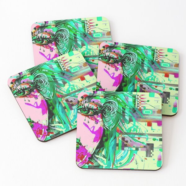 Item preview, YOUNG GREEN EYED GIRL : psychedelic Abstract Print designed and sold by posterbobs.