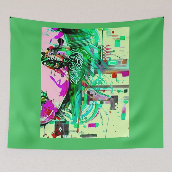 Item preview, YOUNG GREEN EYED GIRL : psychedelic Abstract Print designed and sold by posterbobs.