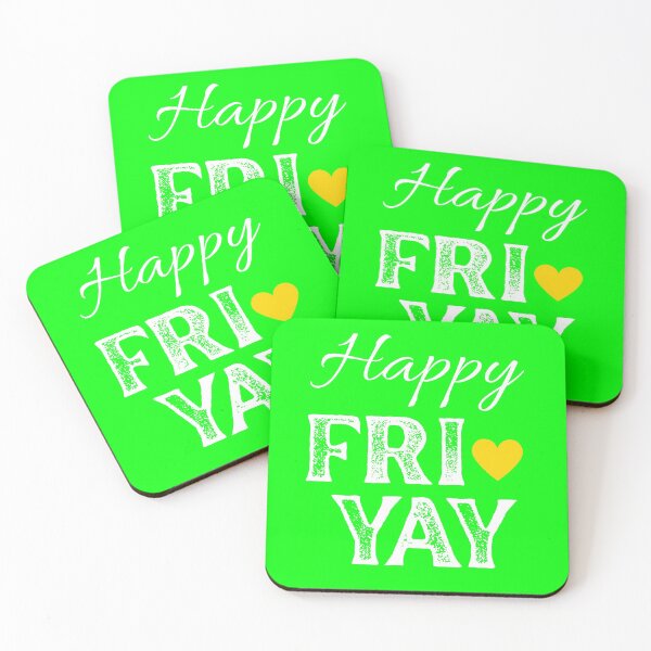 Item preview, Happy FRI YAY with Yellow Gold Heart, Lime Green Background - Happy Friday by Boo-da-chay designed and sold by Boo-da-chay.