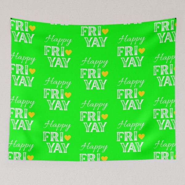 Item preview, Happy FRI YAY with Yellow Gold Heart, Lime Green Background - Happy Friday by Boo-da-chay designed and sold by Boo-da-chay.