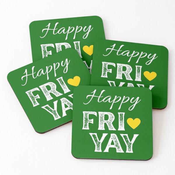 Item preview, Happy FRI YAY with Yellow Gold Heart, Dark Green Background - Happy Friday by Boo-da-chay designed and sold by Boo-da-chay.