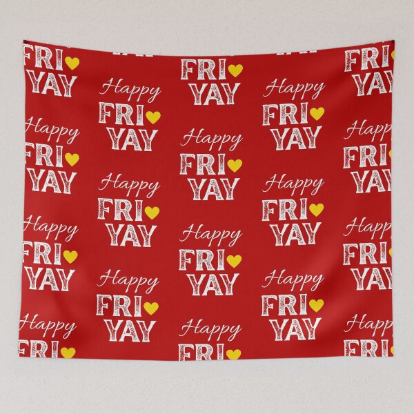 Item preview, FRI YAY with Yellow Gold Heart, Red Background - Happy Friday by Boo-da-chay designed and sold by Boo-da-chay.