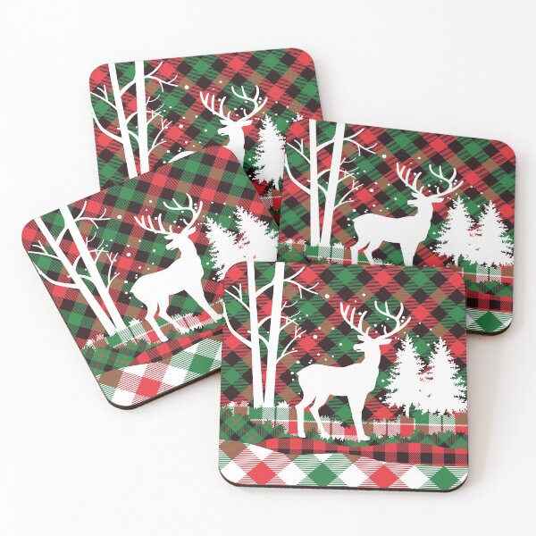 Item preview, Christmas Plaids Deer in Forest Horizontal Design designed and sold by moosemtndesign.