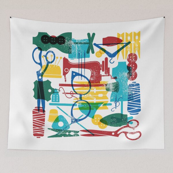 Item preview, Vintage Style Sewing Room Art - Fiesta designed and sold by moosemtndesign.