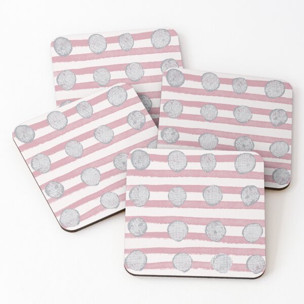 Item preview, “Dots and Stripes” 3 | Dusty Pink  and Grey Design designed and sold by LiseHoltArt.
