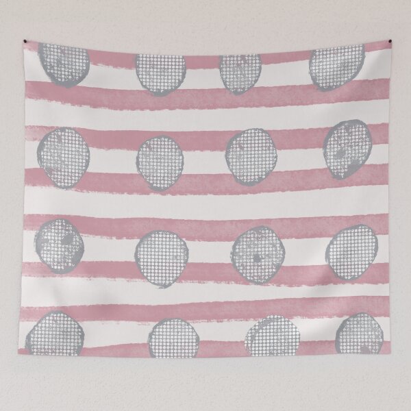 Item preview, “Dots and Stripes” 3 | Dusty Pink  and Grey Design designed and sold by LiseHoltArt.