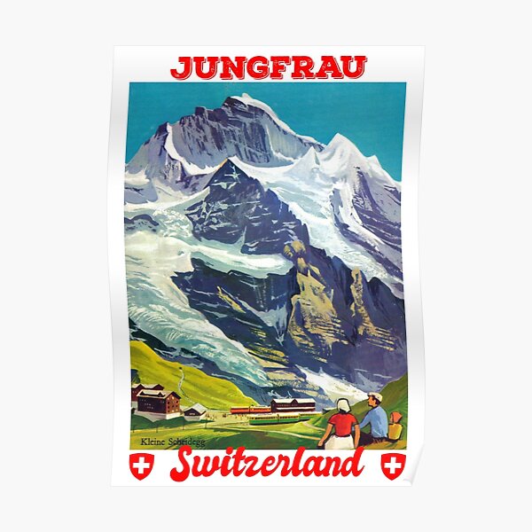 Switzerland Alpine Motor Coaches Swiss Vintage Travel Advertisement Poster Print