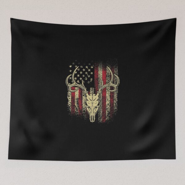 Item preview, Deer Hunters Deer Skull on American Flag designed and sold by PiaGobel.