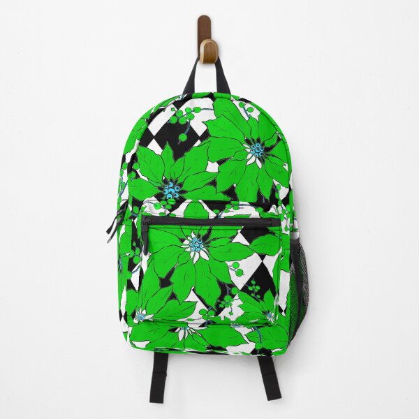 Item preview, POINSETTIAS GREEN AND HARLEQUIN BLACK AND WHITE designed and sold by Overthetopsm.